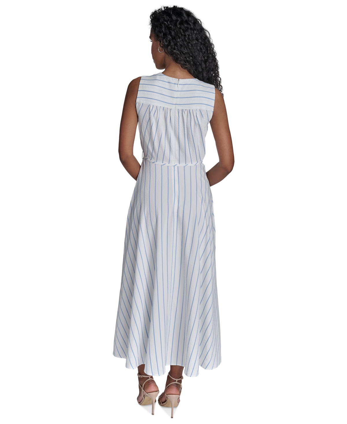 Calvin Klein Women's Striped Faux-Wrap Maxi Dress