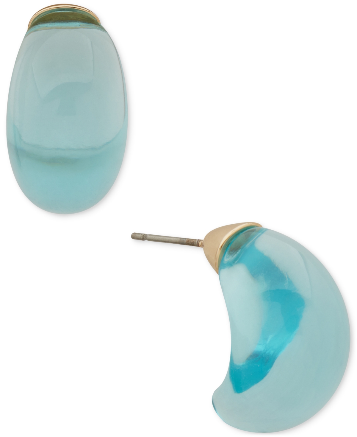 Shop Dkny Small Clear Or Colored Resin Puffy C-hoop Earrings In Aqua Blue