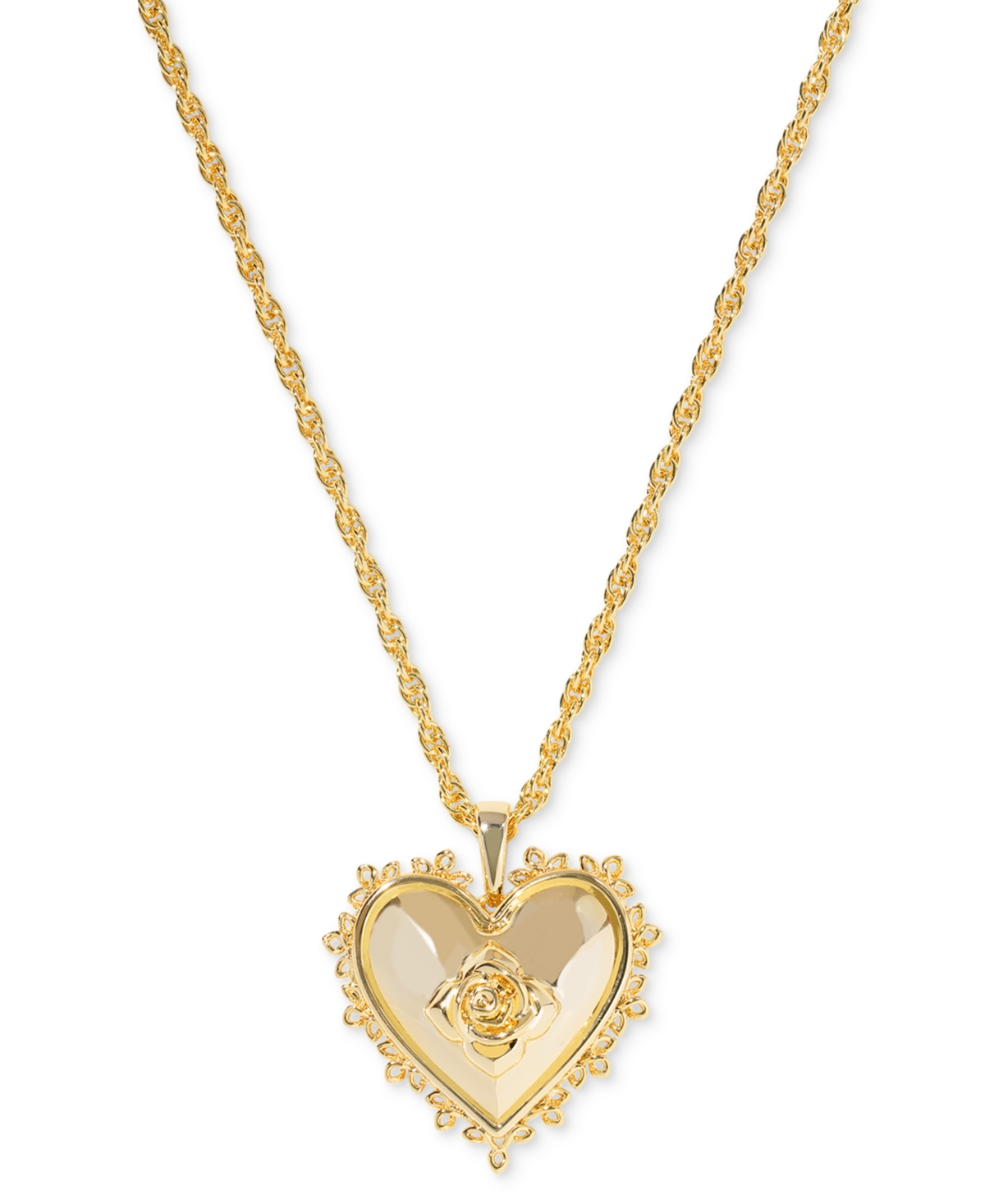 Kendra Scott Rose Heart Locket Pendant Necklace, 16" + 3" Extender In Gold