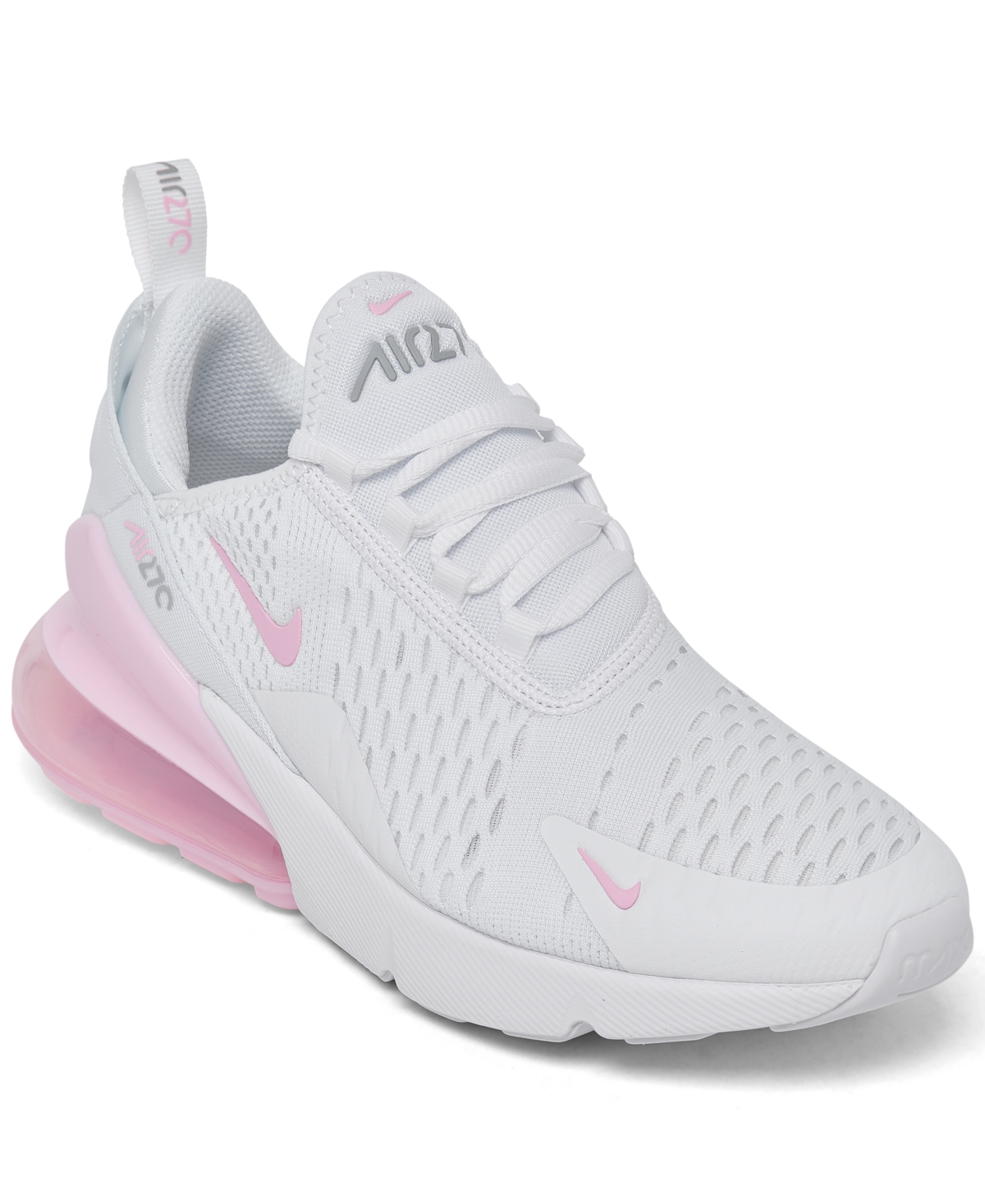 Nike Big Girls Air Max 270 Casual Sneakers From Finish Line In White,pink