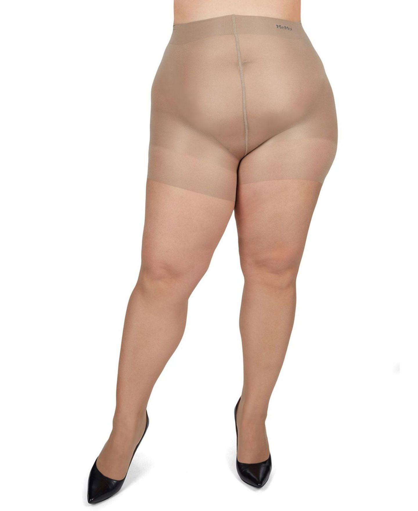 Женские колготки MeMoi Plus Size Curvy Ultra Sheer Control Top Pantyhose, цвет: Бежевый — фото 5