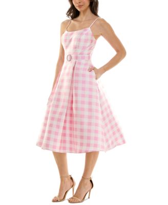 pear culture Juniors' Checkered Fit & Flare Midi Dress - Macy's