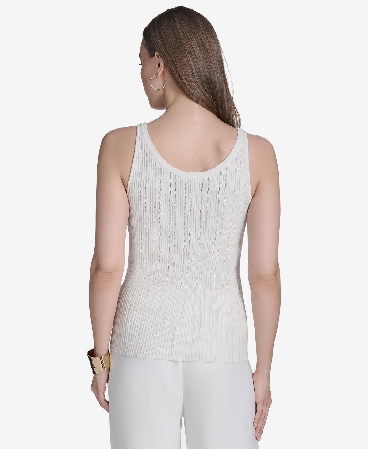 HALSTON WOMEN'S RIBBED KNIT SLEEVELESS TOP 