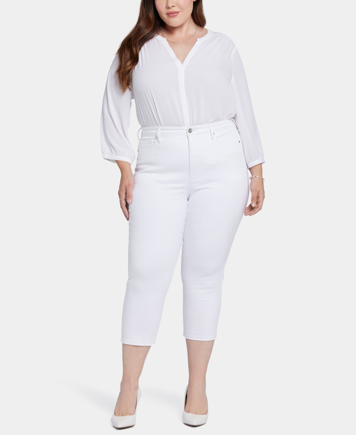 Nydj Chloe High Waist Release Hem Capri Jeans In Optic White