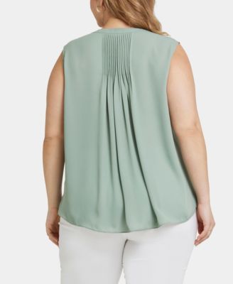 NYDJ Plus Size Sleeveless Pintuck Blouse - Macy's