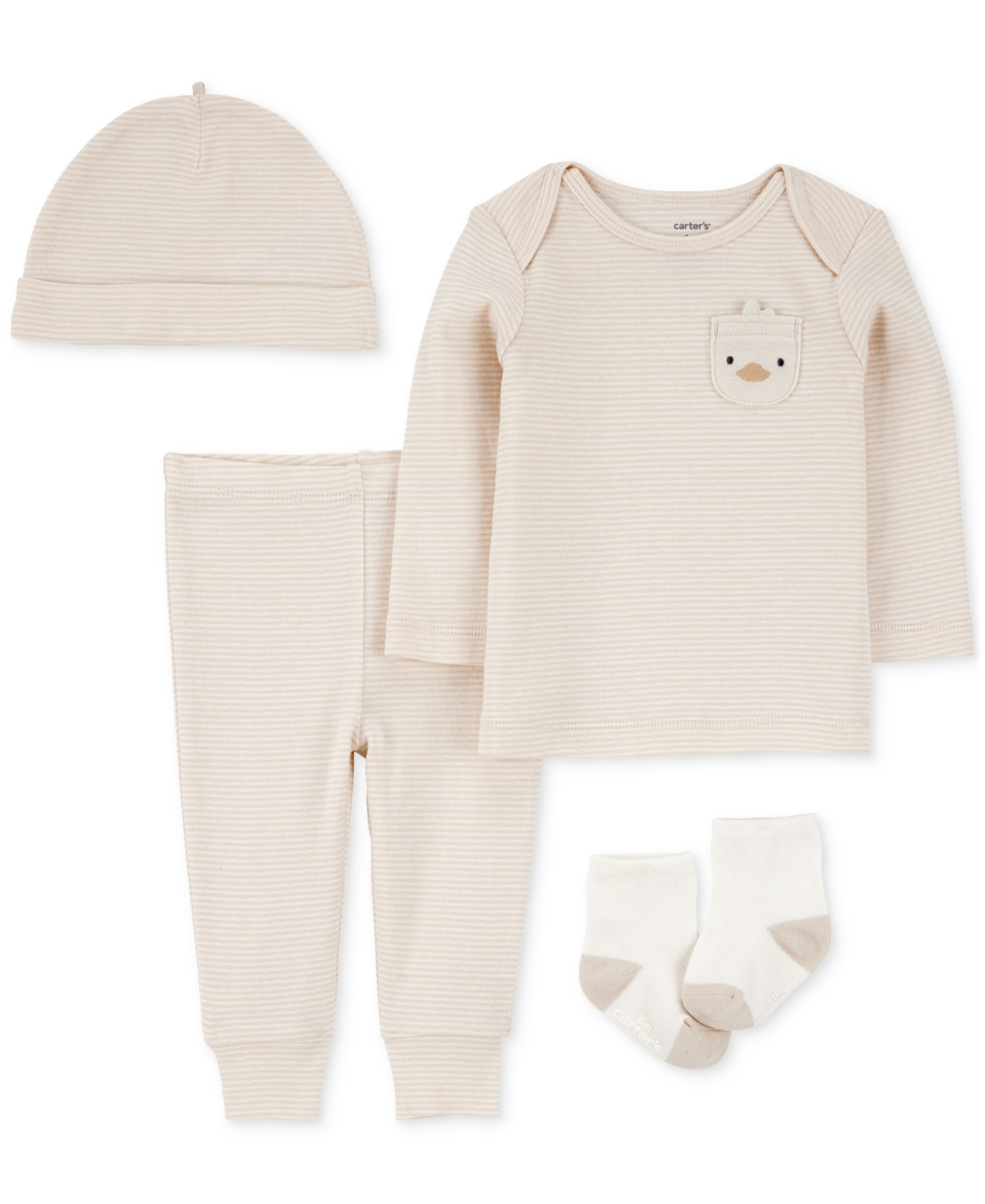 Carter's Baby Boys Striped Duck Top, Hat, Pants & Socks, 4 Piece Set