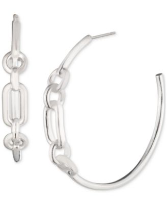 Lauren Ralph Lauren - Sterling Silver Medium Link C-Hoop Earrings, 1.38"
