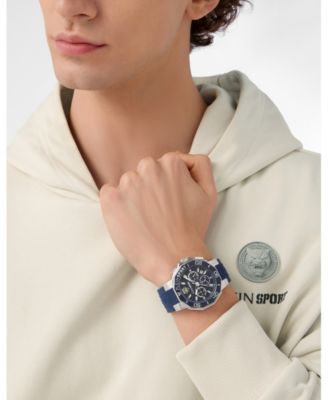 Men's Titan Chronograph Date Quartz Blue Silicone Strap Watch, 46mm