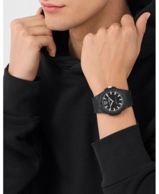 Men's Laserstrike Three Hand Quartz Black Silicone Strap Watch, 42mm