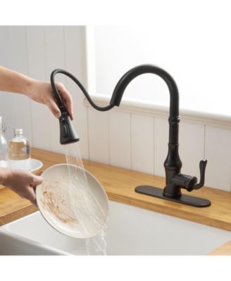 Single-Handle Pull-Down Sprayer and 3 Spray Modes High Arc Kitchen Faucet