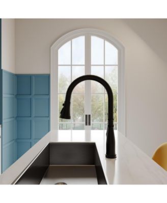 Modern Double Handle 3-Holes Deck Mount Bridge Kitchen Faucet with 2-Sprayer Patterns and 360 Swivel Spout in