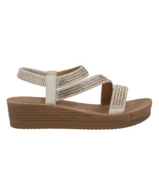 Women's Ruby Embellished Cross Strap Wedge Sandals