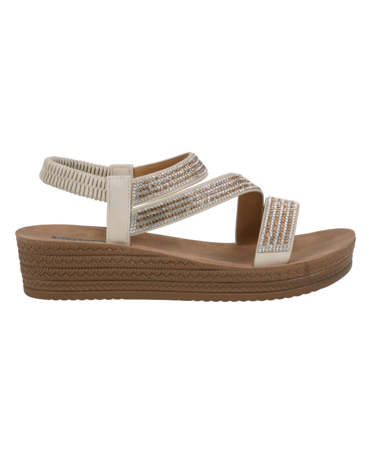 Gc Shoes Women's Ruby Embellished Cross Strap Wedge Sandals In Gold