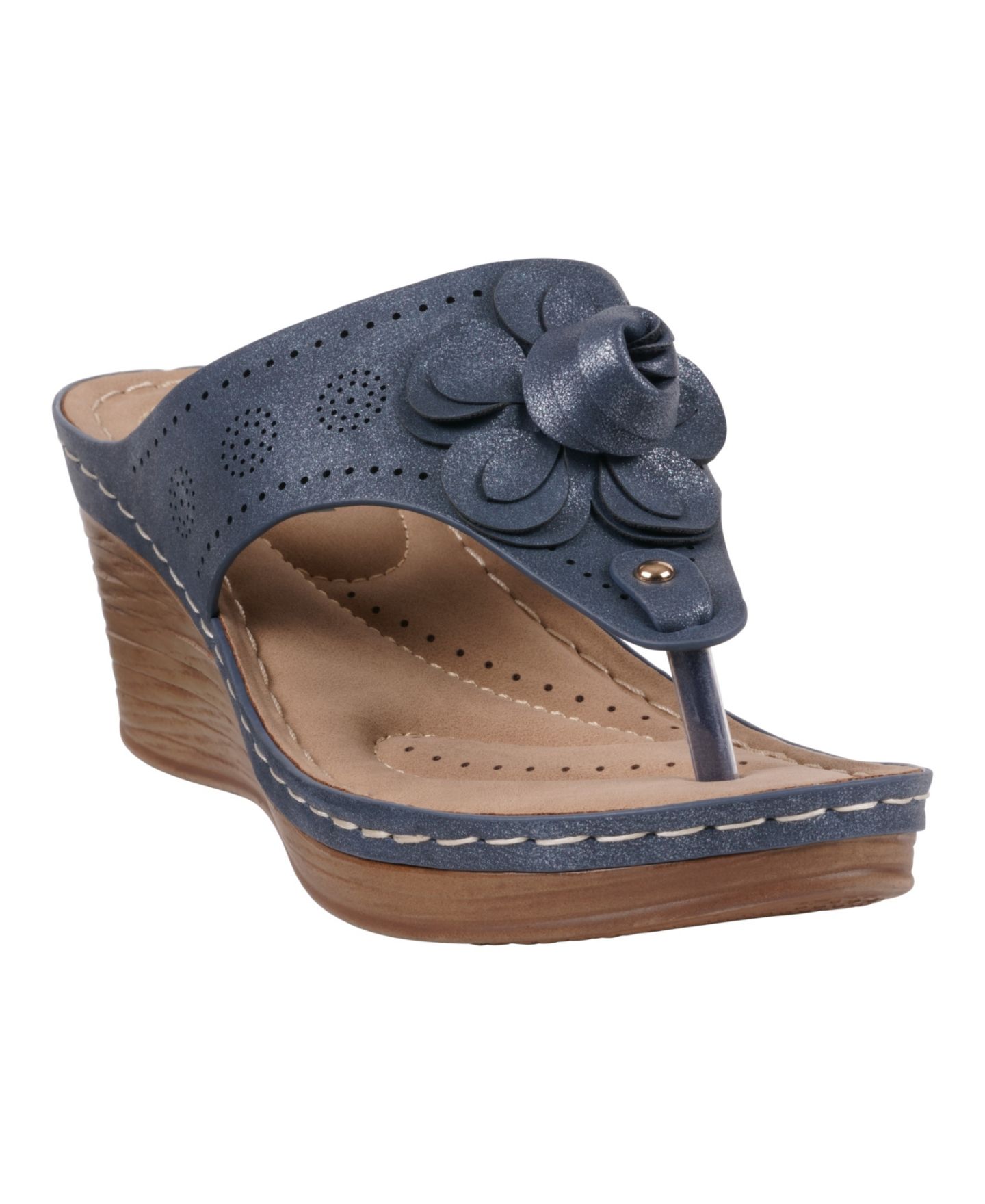 Женские сандалии GC Shoes Willa Floral Wedge, цвет: Синий — фото 1