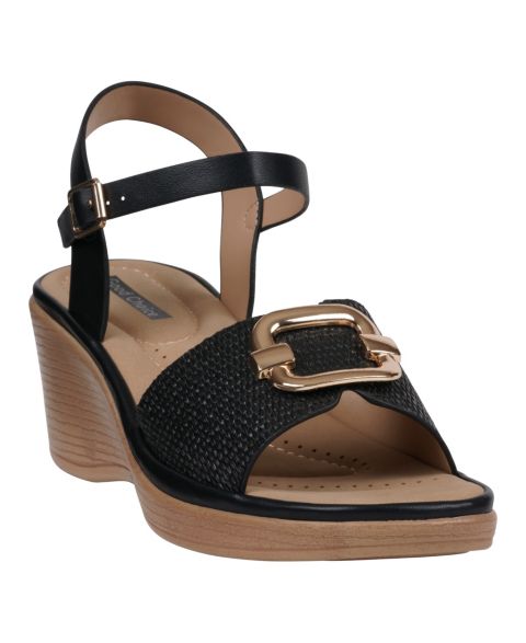 Женские сандалии GC Shoes Fia Ankle Strap Wedge, цвет: Чёрный
