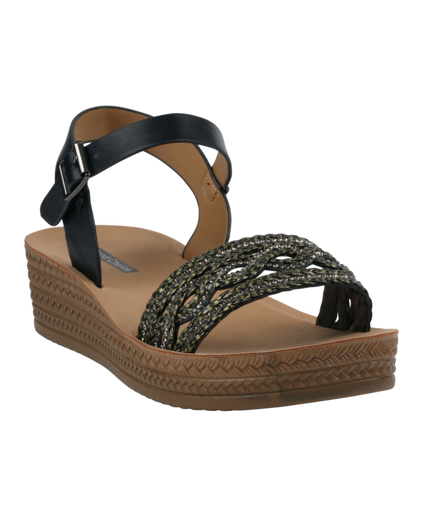 Женские сандалии GC Shoes Fay Embellished Wedge, цвет: Чёрный — фото 1