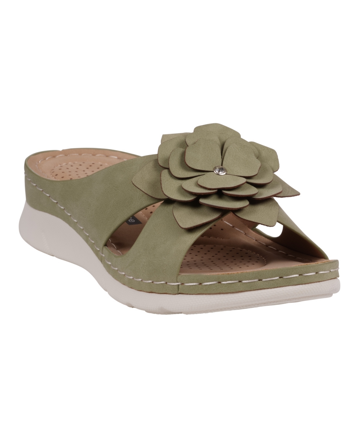 Women's Claire Flower Rosette Comfort Sandals - Green