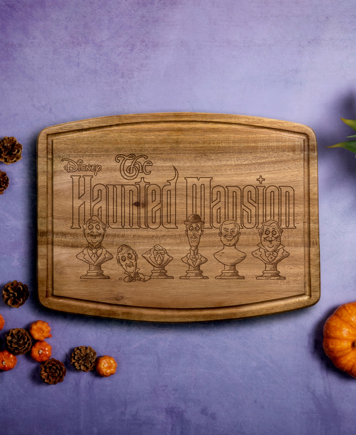 Toscana Haunted Mansion Busts Ovale Acacia Cutting Board
