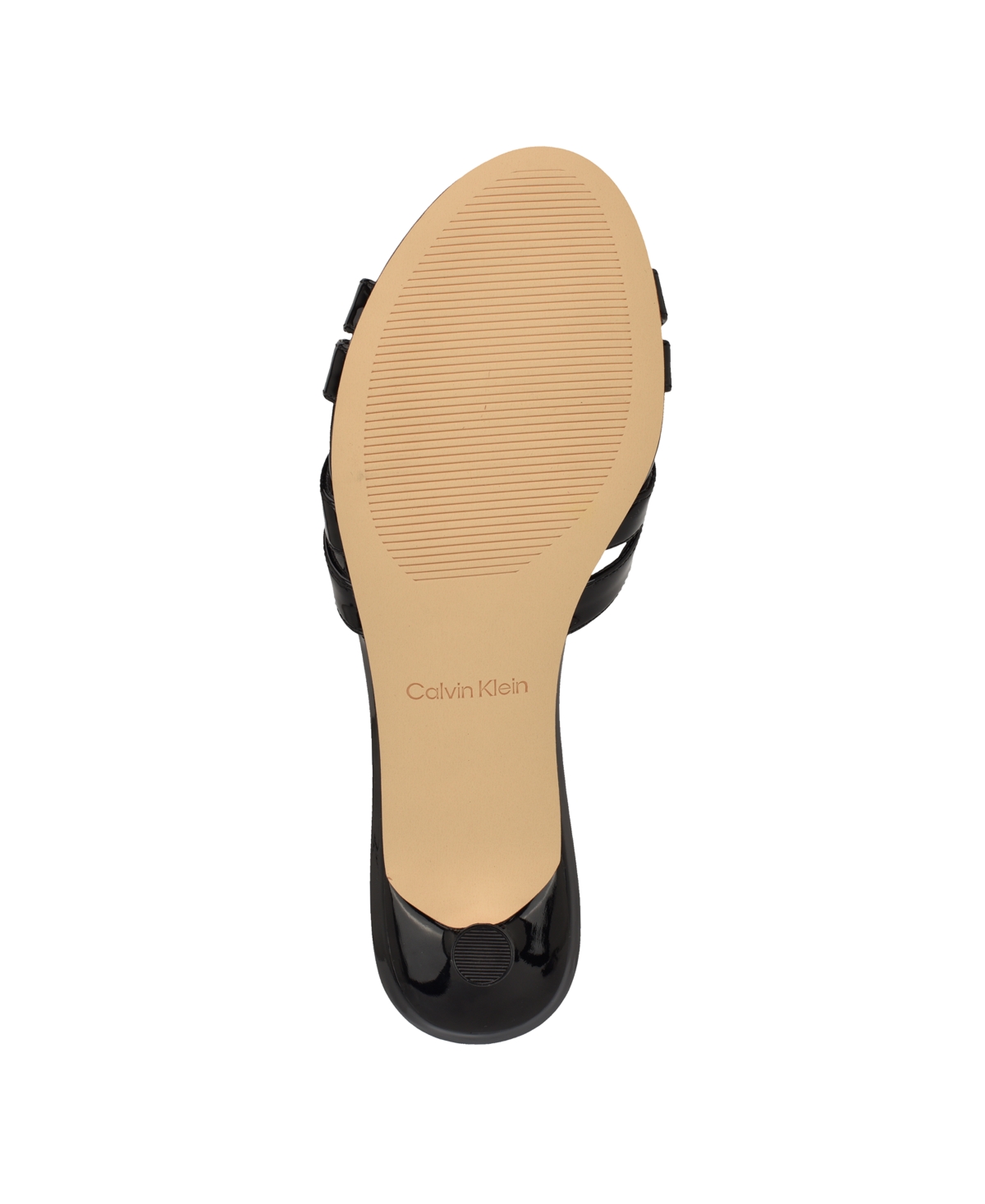 Calvin Klein Gabbie Kitten Heel Slide Sandal In Black Patent