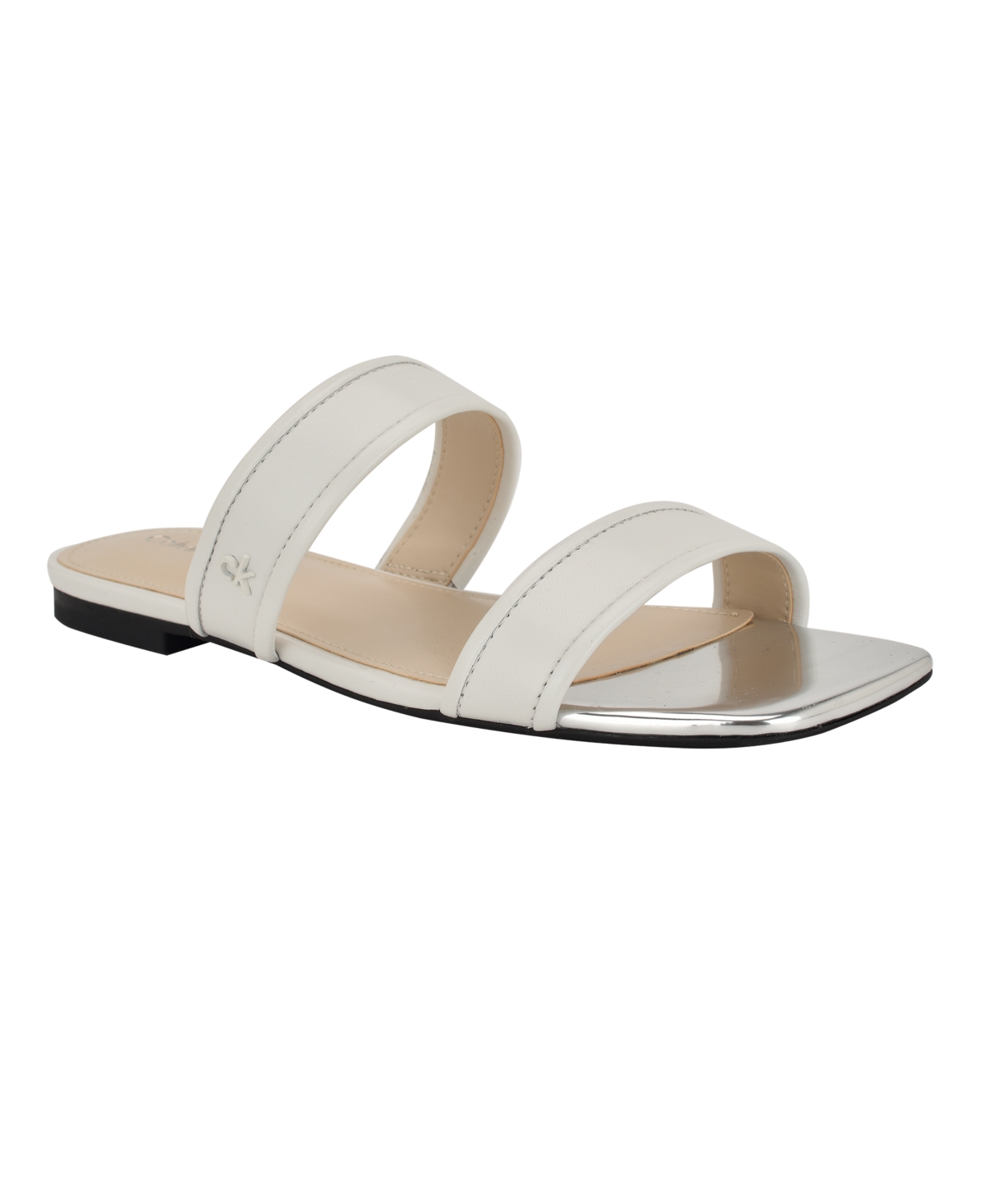 Calvin Klein Felisa Two-strap Sandal In White Leather