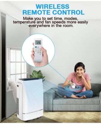 13000 BTU 4-IN-1 Portable AC, 24H Timer, 600sq.ft, <53dB, Quiet, Stand Up