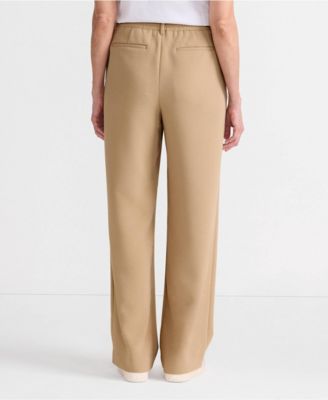 Women's Crepe High Rise Pleated Wide Leg Pants