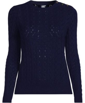 Women's Cotton Viscose Button Shoulder Modern Crew Sweater