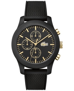UPC 885997177559 product image for Lacoste Men's Chronograph 12.12 Black Silicone Strap Watch 44mm 2010826 | upcitemdb.com