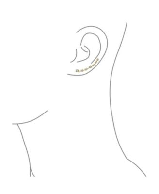 CZ Curved Crawlers Wire Cubic Zirconia Ear Cuff Cartilage Earring Gold Plated