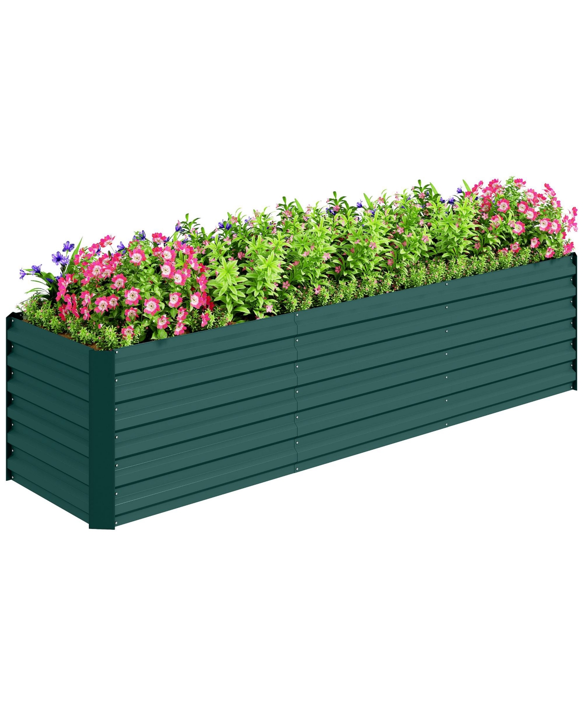 8x2x2ft Galvanized Raised Garden Bed Large Elevated Planter Box - Green