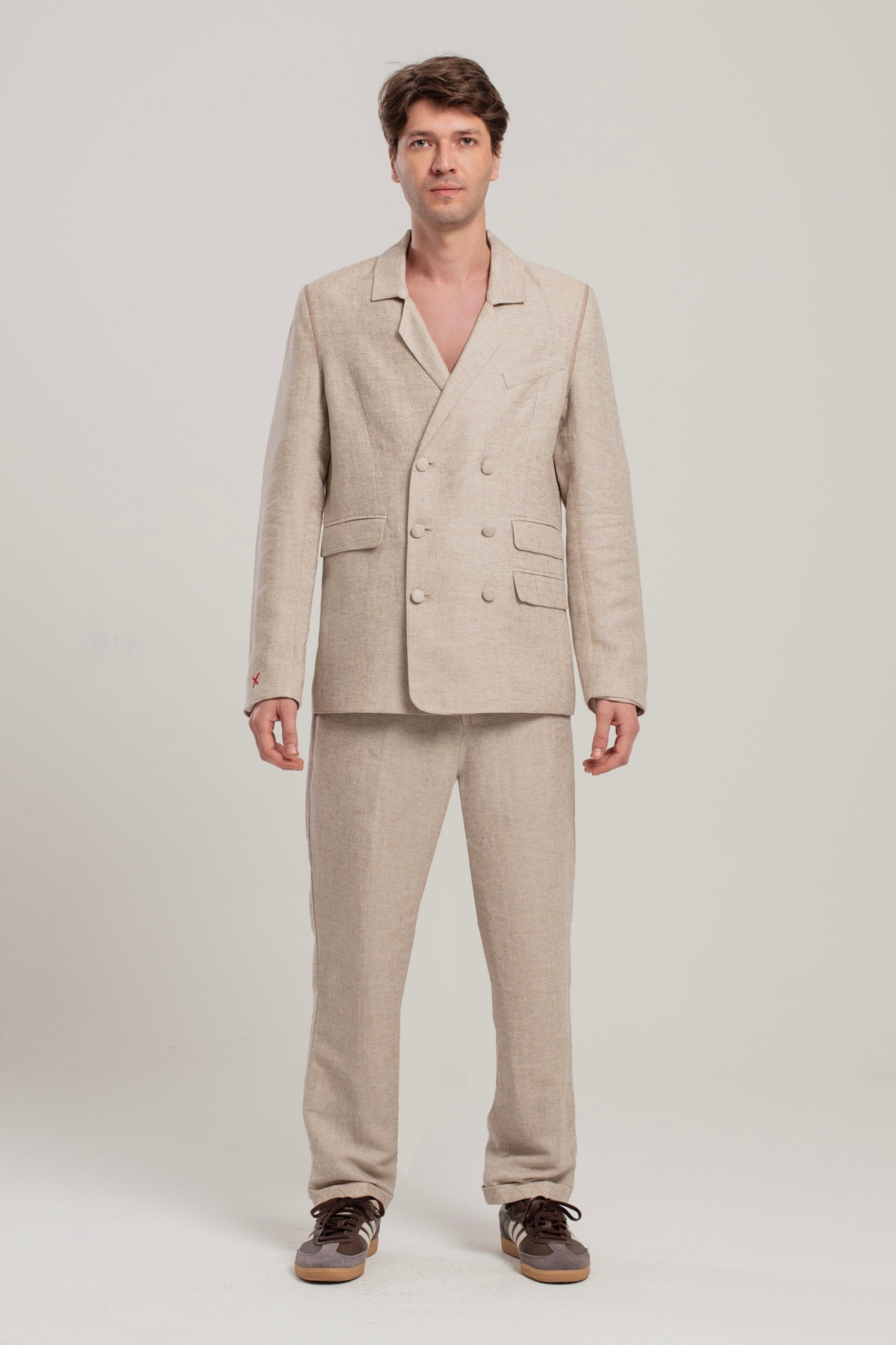 Men's Free Heaven Linen Oversized Blazer - Beige