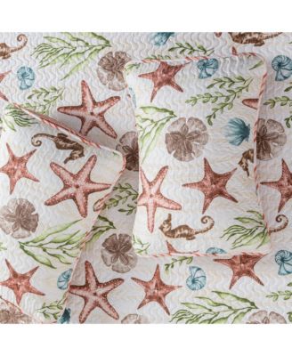 Watercolor Sea Life Microfiber Quilt Set With Shams