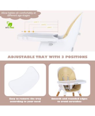 Kids 4-in-1 Convertible High Chair Feeding Chair with Adjustable Tray