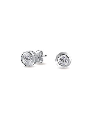 Modern CZ Solitaire Earring Jacket with Simulated Pearls in Sterling Silver