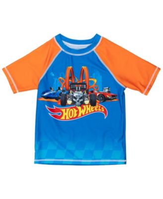 Toddler Boys UPF 50+ Pullover Rash Guard and Swim Trunks Outfit Set to