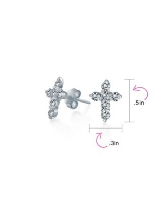 Petite Religious CZ Cross Stud Earrings in Gold Plated Sterling Silver