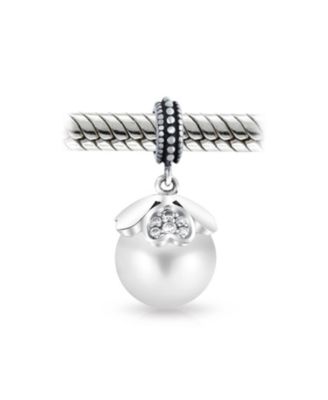  Heart Cap Pearl Dangle Charm Bead Sterling Silver European Bracelet