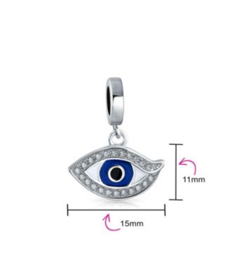 Crystal Amulet Protection Evil Eye Dangle Charm Bead Enamel .925 Sterling Fits European Bracelet