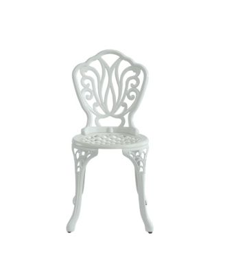Patio Dining Chair Set of 2, Cast Aluminium Outdoor Chairs Outdoor Bistro Chairs, White