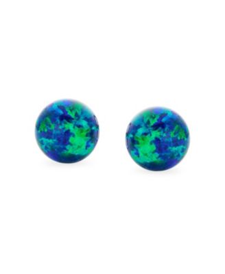Minimalist Round Opal Ball Stud Earrings in Sterling Silver 6MM