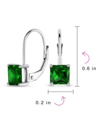 Classic Cubic Zirconia Square Princess Cut Solitaire Square CZ Lever back Earrings Gold Plated .925 Sterling Silver