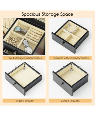 2 Colors Armoire Storage Standing Jewelry Cabinet with Mirror