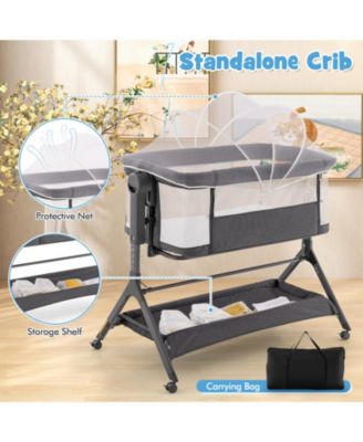 Kids Height Adjustable Bedside Sleeper with Storage Bag and Soft Mattress