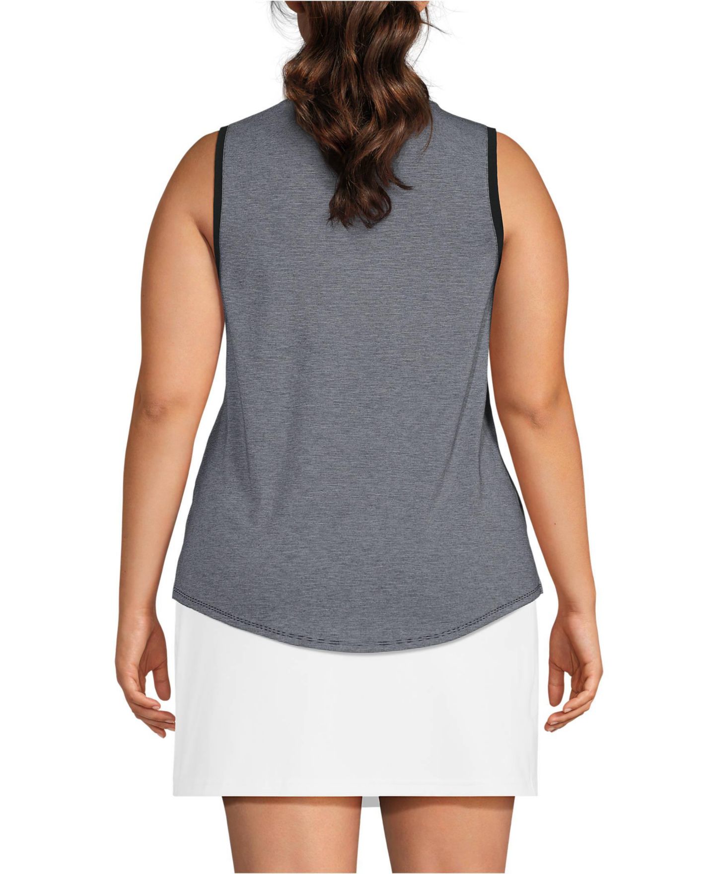 Женский топ Lands' End Plus Size Sleeveless Power Performance Scoop Neck Curved Hem Tunic Tank, цвет: Чёрный — фото 2
