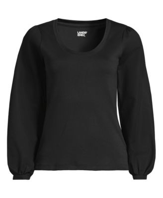 Plus Size Supima Interlock Scoop Neck Blouson Sleeve Top