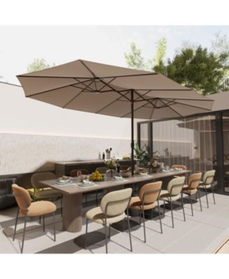 15 ft. Large Market Double Sided Umbrella Outdoor Patio Umbrella in Blue with Crank Handle, for Poolside Lawn Garden