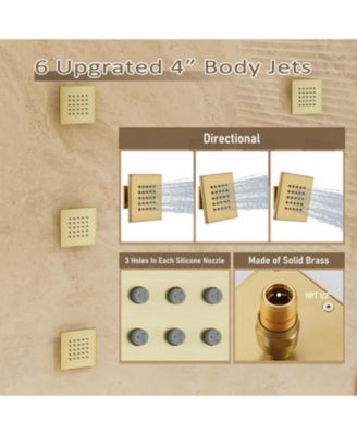 LED Lights, Body Jets and Slide Bar Thermostatic Flush Ceiling Mounted Complete Shower System