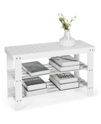 3-Tier Bamboo Shoe Bench Holds up to 6 Pairs for Entry