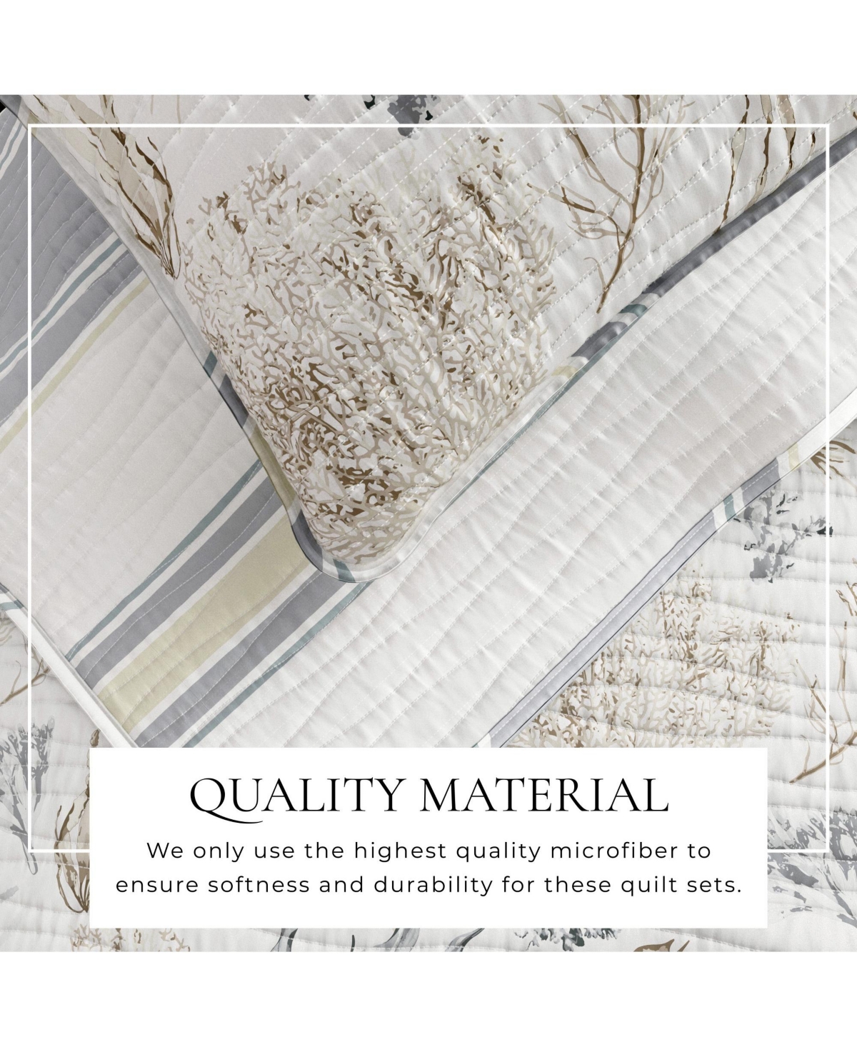 Linery & Co. Coastal Coral Stitched Quilt Set with Shams