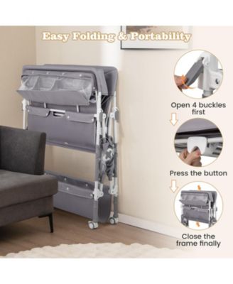 Portable Baby Changing Table with Wheels and Large Storage Rack